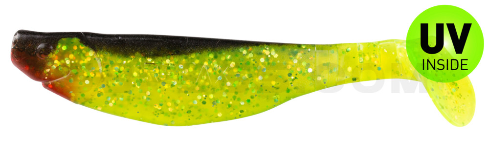 Kopyto-River 4" (ca. 11,0 cm) grün(chartreuse)-Glitter / schwarz