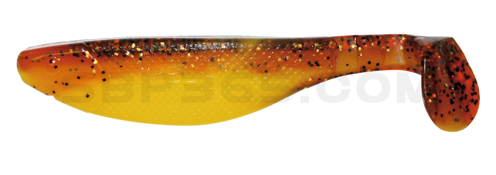 Kopyto-River 5" (ca. 13,0 cm) gelb / motoroil Glitter