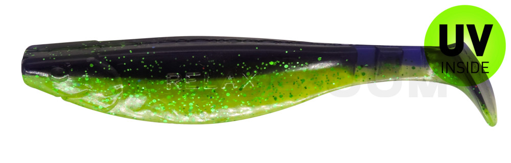 Kopyto-River 5" (ca. 13,0 cm) grün (chartreuse)-Glitter / blau-violett Glitter