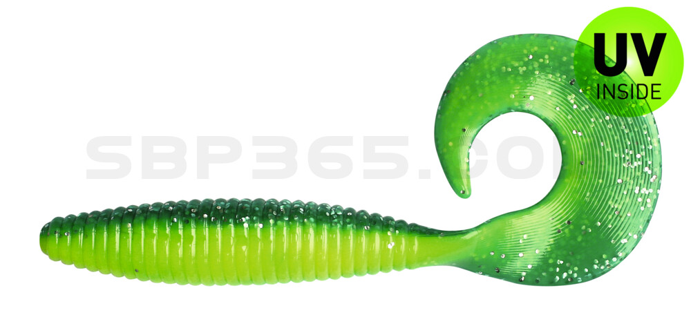 Magnum Twister 6" (ca. 16,0 cm) fluogelb-blaugrün-Glitter