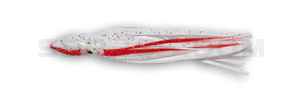 Octopus 3,5" (ca. 9cm) reinweiss / rot silber Glitter