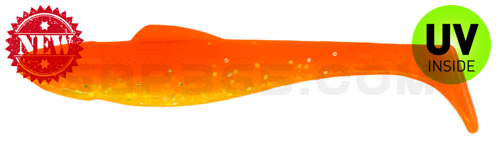 Ohio 4" (ca. 11,0 cm) fluogelb  / orange-silber Glitter