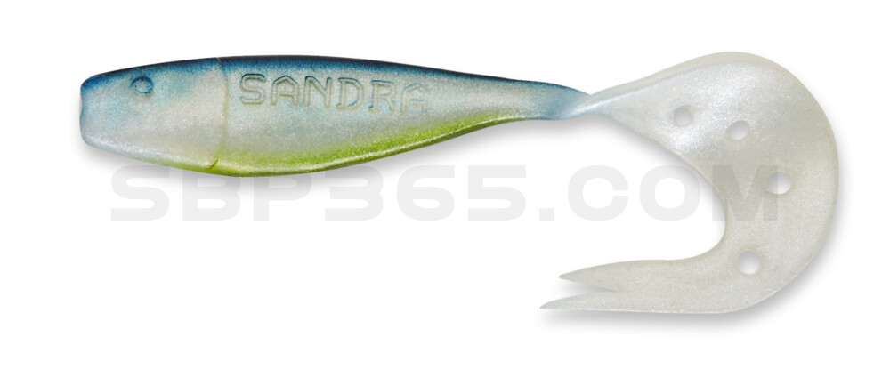 perlweiss / blau / Bauch: grün Sandra 6" (ca. 15 cm)