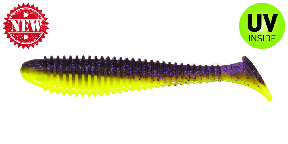 Pro Swimmer 3,3" (ca. 8 cm) im Hartschalenblister Purple Glitter/Opaque Chartreuse