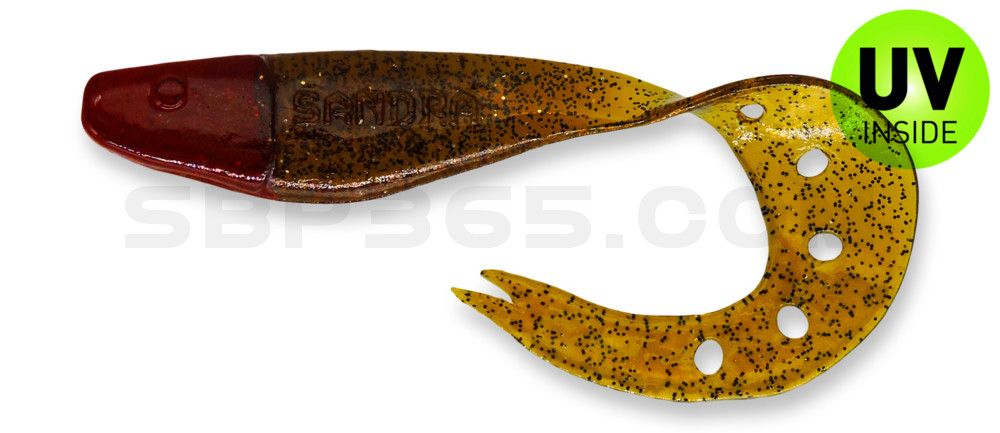 Sandra 2,5" (ca. 7 cm) klar bernstein-Glitter / Red Head
