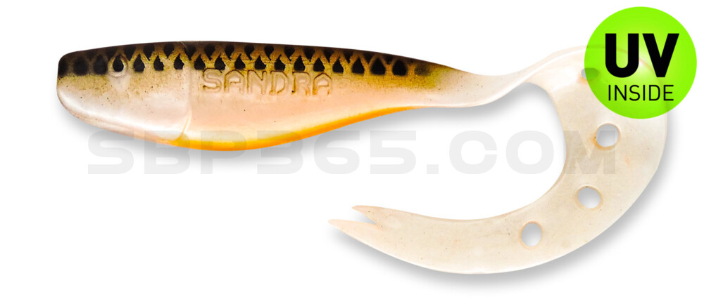 Sandra 4,5" ( ca. 12 cm) perlweiss-Glitter / braun / schwarz gestreift