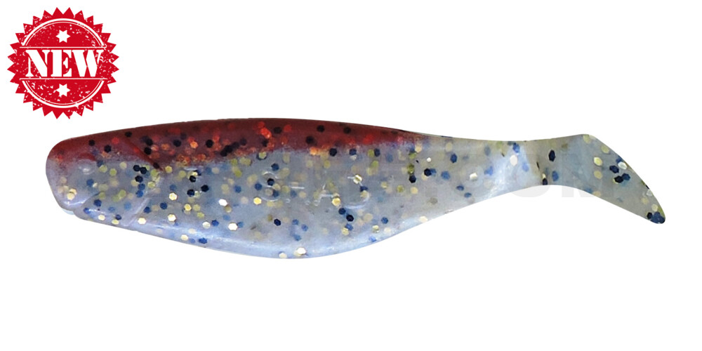 Shad 3" (ca. 8,0 cm) blauperl schwarzer glitter / rot