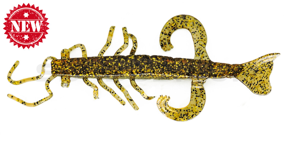 Shrimp 3" (ca. 8,0 cm) klar bernstein-glitter