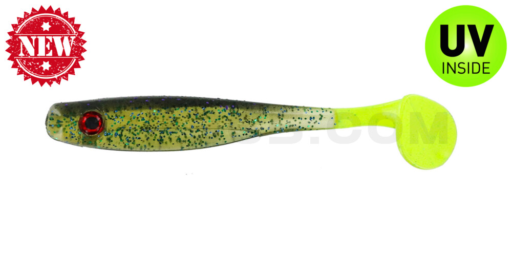 Suicide Shad 3,5" (ca. 9 cm) im Hartschalenblister Sprayed Grass/Chart Tail
