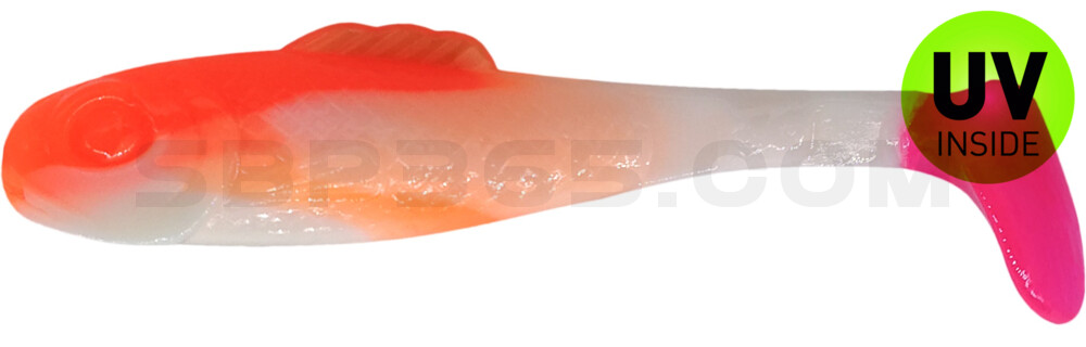 Super Shad 3" (ca. 8 cm) reinweiss / orange / pink tail