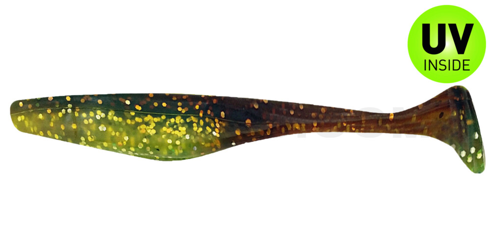 Swimming Jerk Minnow 4" (ca. 8,5 cm) grün (chartreuse)-Glitter / motoroil Glitter