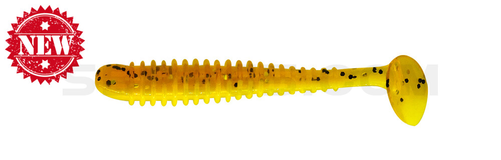 Texas 2,5" (ca. 6,5 cm) gelb / motoroil Glitter