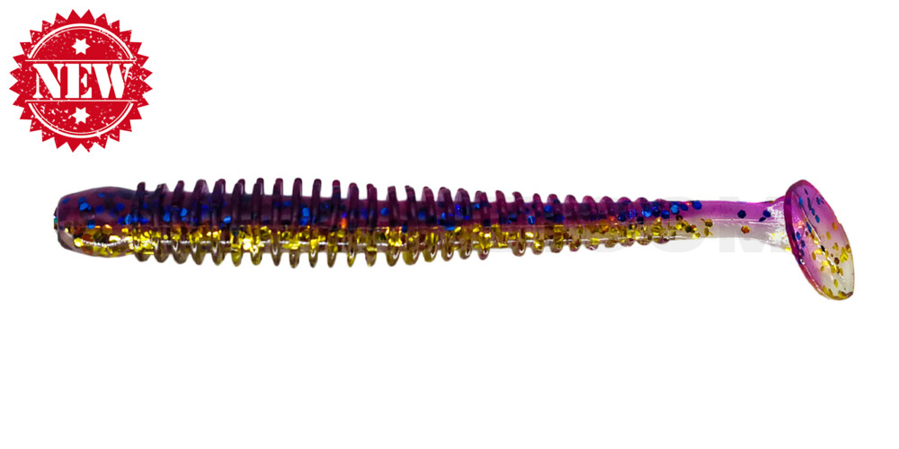 Texas 4" (ca. 10 cm) klar gold Glitter / violett-electric blue Glitter