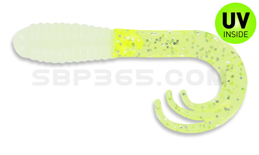 Triple Tail Grub 2"  (ca. 5 cm) White/Chart Shine