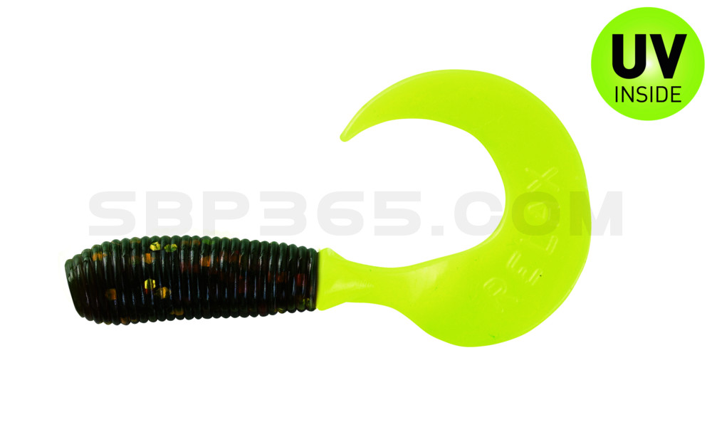 Twister 1" regulär (ca. 3,5 cm) motoroil gold glitter / fire tail