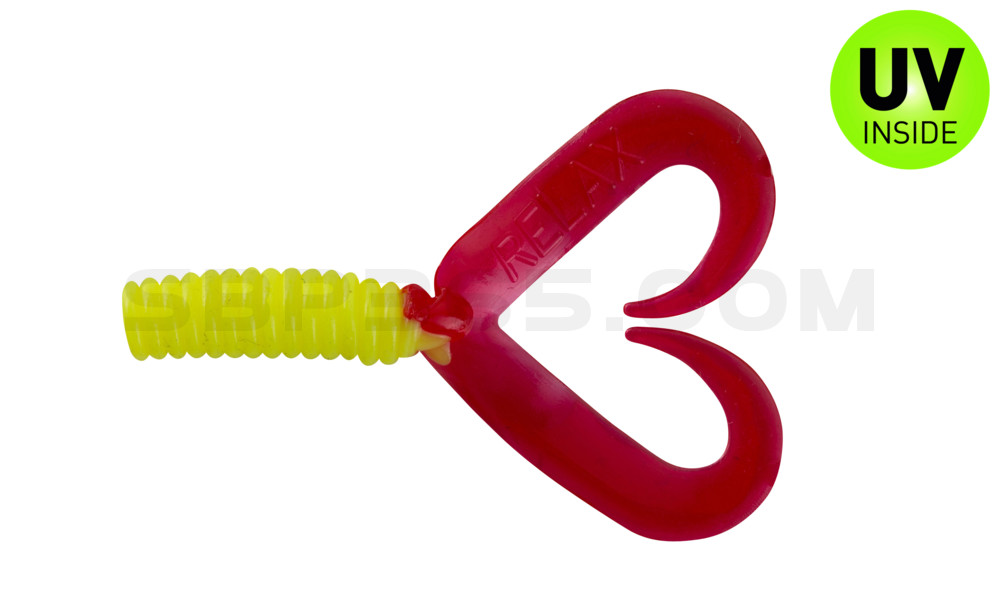 Twister 2" Doubletail regulär (ca. 4,5 cm) fluogelb / red tail