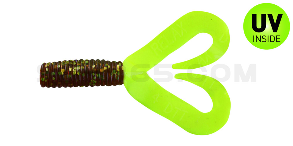 Twister 2" Doubletail regulär (ca. 4,5 cm) motoroil gold glitter / fire tail