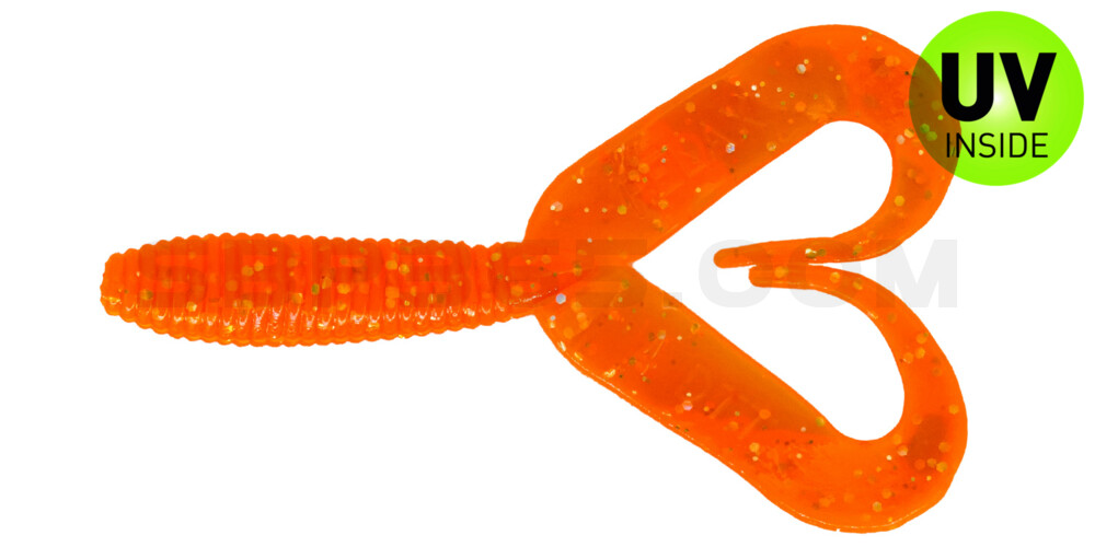 Twister 3" Doubletail regulär (ca. 9,0 cm) klar fluoorange Glitter