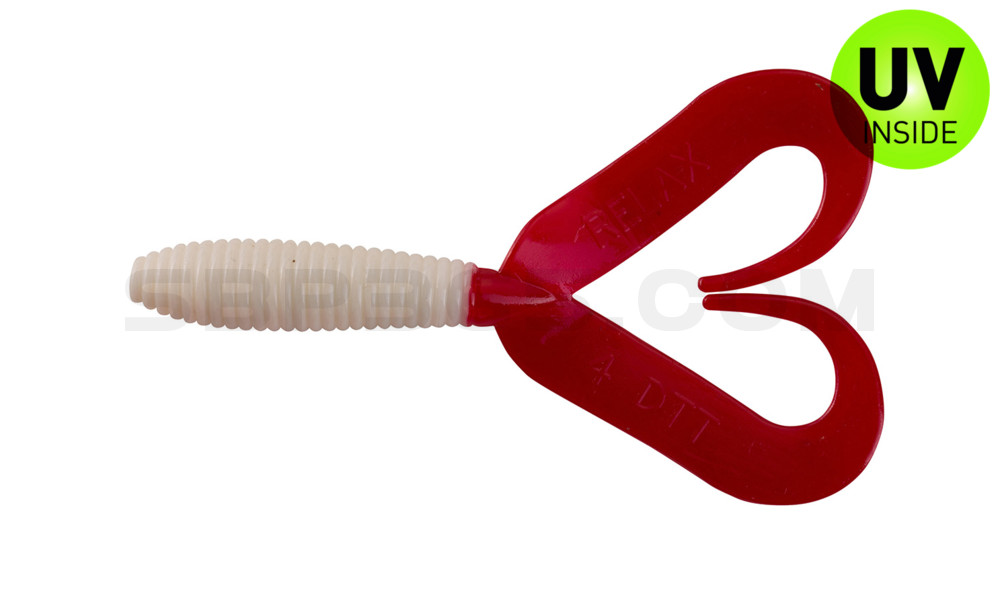 Twister 3" Doubletail regulär (ca. 9,0 cm) reinweiß / red tail