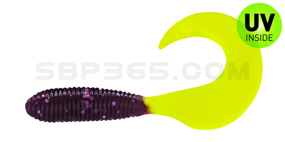 Twister 3" regulär (ca. 7,0 cm) violett transparent glitter / fire tail