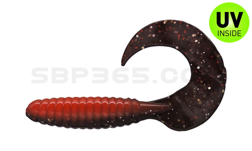 Twister 4" laminiert (ca. 8,0 cm) feuerrot / schwarz rot-gold Glitter
