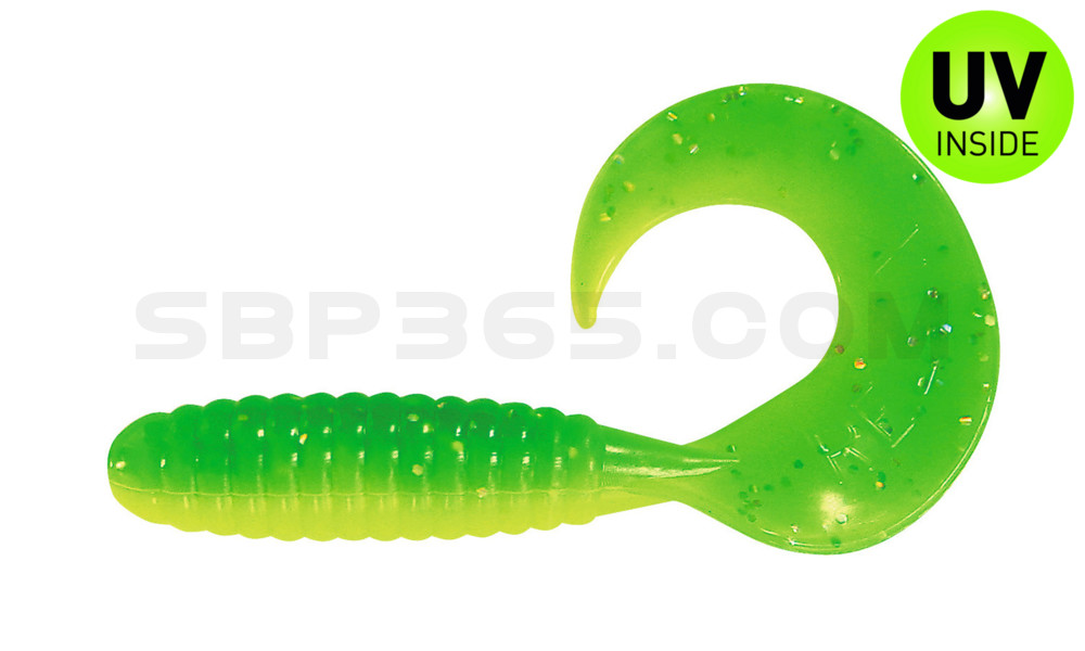 Twister 4" laminiert (ca. 8,0 cm) fluogelb  / grün-glitter