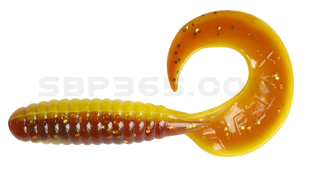 Twister 4" laminiert (ca. 8,0 cm) gelb / motoroil glitter