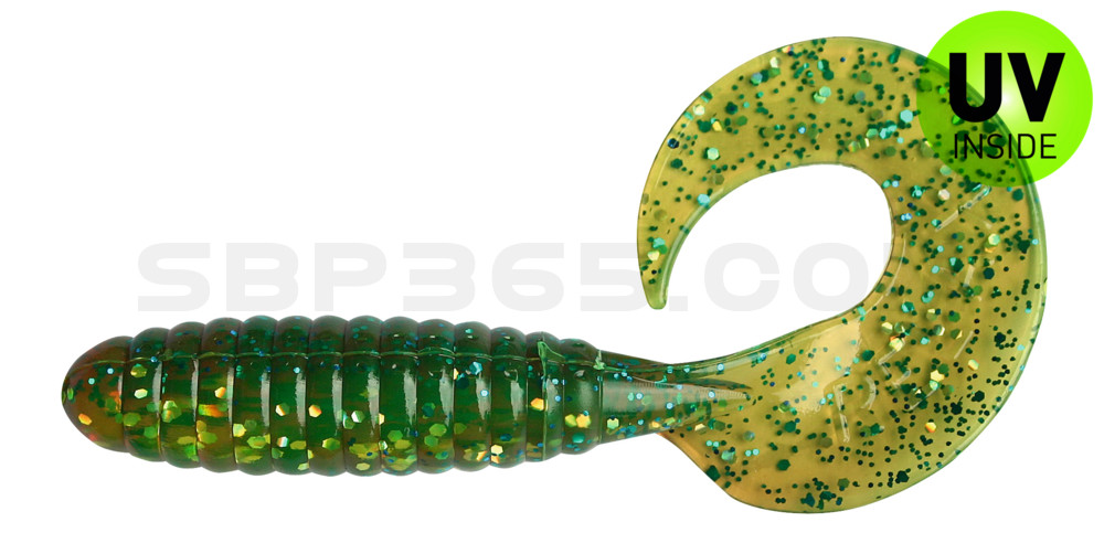 Twister 4" laminiert (ca. 8,0 cm) grün (chartreuse)-glitter / motoroil glitter