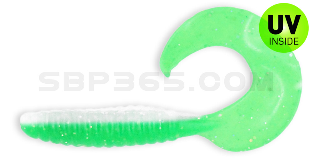 Twister 4" laminiert (ca. 8,0 cm) reinweiss / grün-Glitter