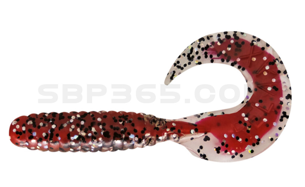 Twister 4" laminiert (ca. 8,0 cm) rot / klar silber glitter