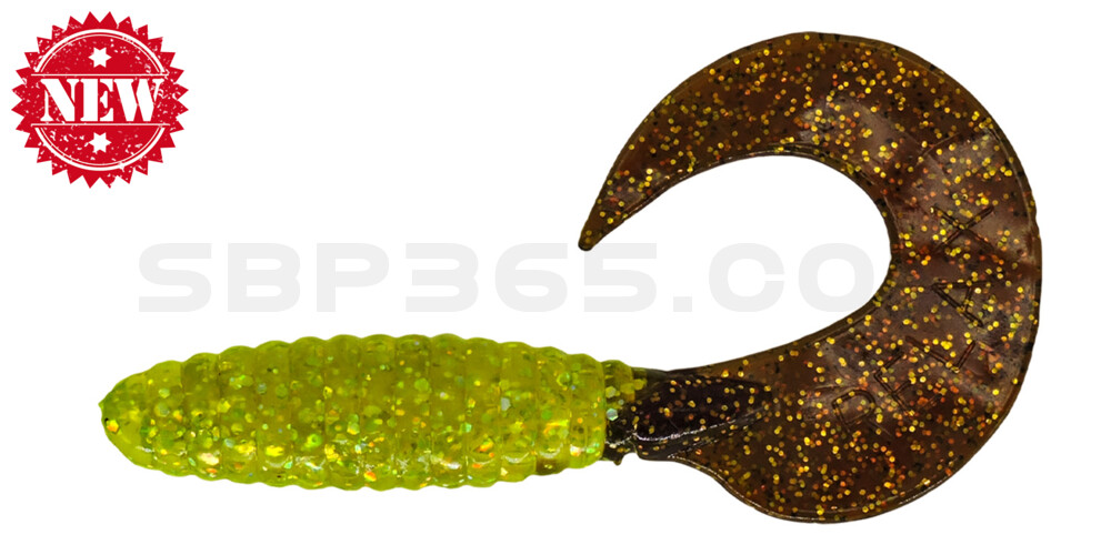 Twister 4" regulär (ca. 8,0 cm) grün(chartreuse) glitter / motoroil glitter tail