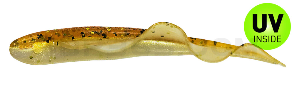 Wing Shad 3" (ca. 8,5 cm) goldperl / motoroil Glitter