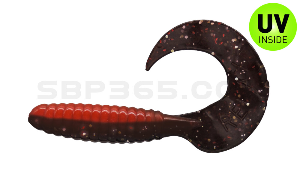 Xtra Fat Grub 5,5" laminiert (ca. 13,0 cm) feuerrot / schwarz rot-gold Glitter