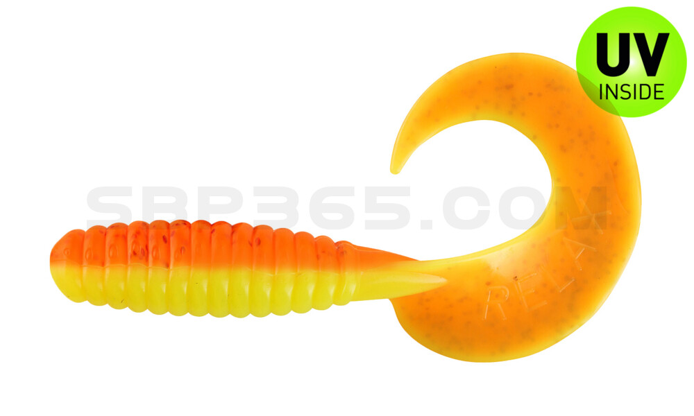 Xtra Fat Grub 5,5" laminiert (ca. 13,0 cm) fluogelb  / orange-silber glitter