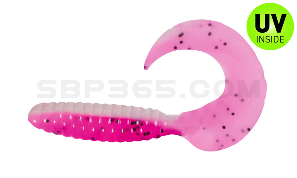 Xtra Fat Grub 5,5" laminiert (ca. 13,0 cm) reinweiss / hot pink Glitter