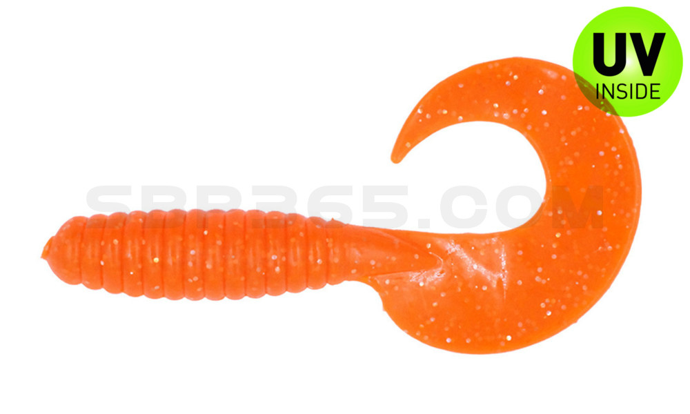 Xtra Fat Grub 5,5" regulär (ca. 13,0 cm) klar fluoorange Glitter