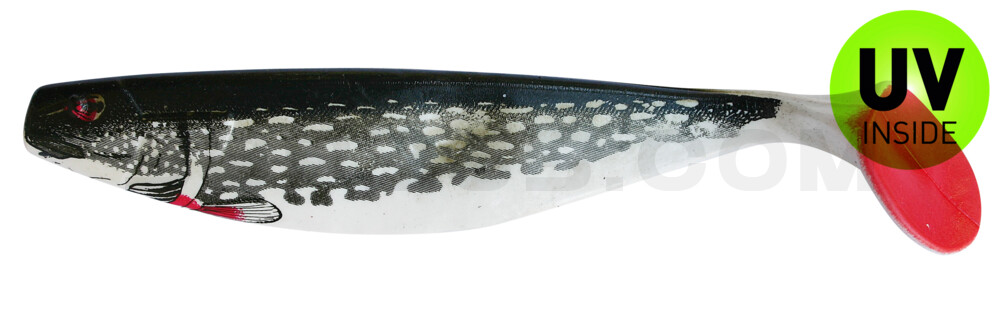 Xtra-Soft-Nature 6" (ca. 16,0 cm) reinweiss / Hecht (olive) / red tail