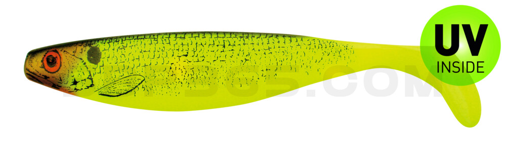 Xtra-Soft-Nature 9" (ca. 23,0 cm) fluogelb / Weißfisch
