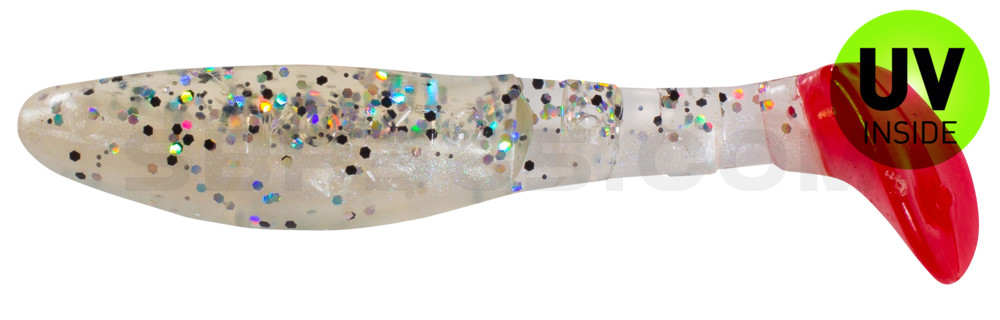 Kopyto-Classic 3" (ca. 8,0 cm) perlweiss / klar salt´n pepper Glitter / red tail