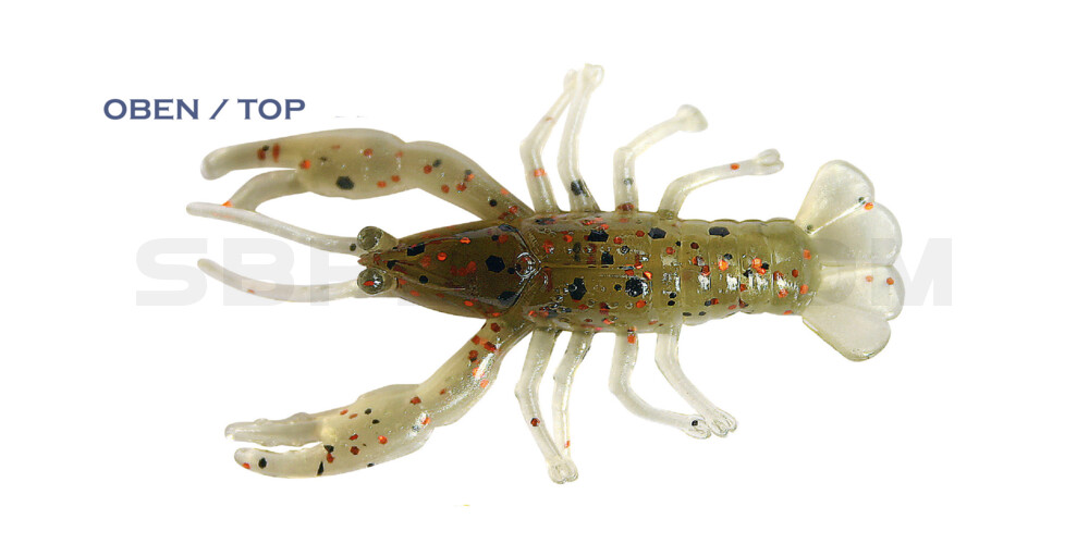 Baby Crawfish 2" (6,5cm) perlweiss-klarolive schwarz+kupfer Glitter