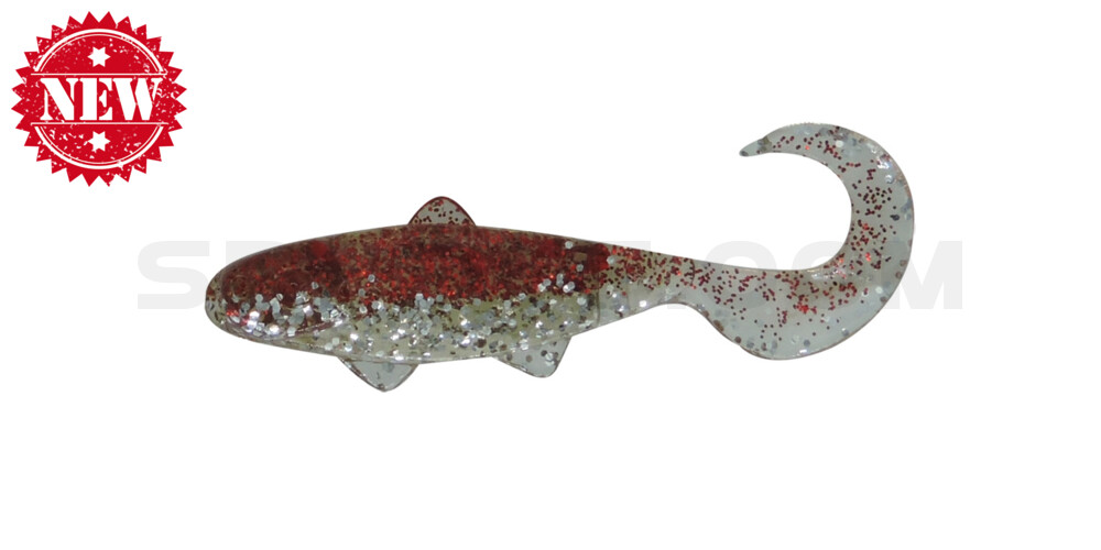 Banjo Twister 1" (ca. 3,5 cm) klar rot-glitter / klar silber-glitter