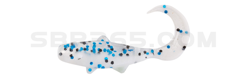 Banjo Twister 1" (ca. 3,5 cm) reinweiss / klar blau Glitter