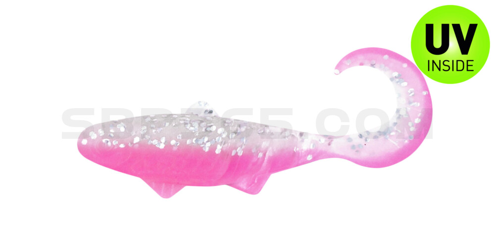 Banjo Twister 2" (ca. 5,0 cm) bubblegum / klar silber Glitter