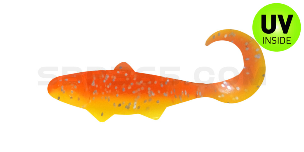 Banjo Twister 2" (ca. 5,0 cm) fluogelb  / orange-silber Glitter