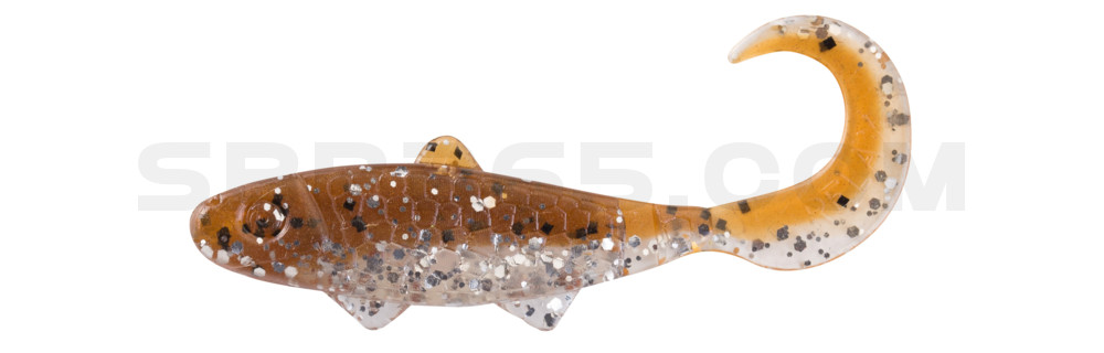 Banjo Twister 2" (ca. 5,0 cm) klar silber Glitter / olivebraun-Glitter