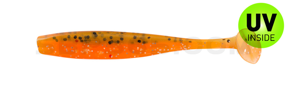 Bass Shad 2,5" (ca. 7 cm) orange-Glitter / olivebraun-Glitter