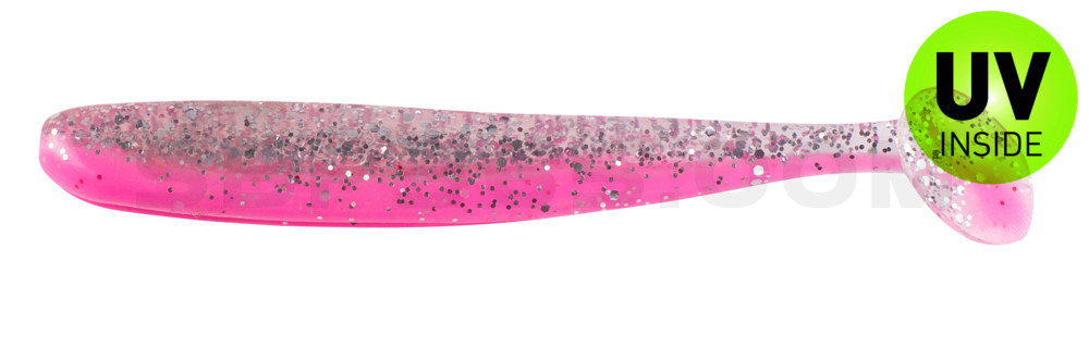 Bass Shad 3“ (ca. 9 cm) bubblegum / klar silber Glitter
