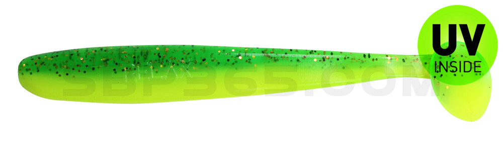 Bass Shad 3“ (ca. 9 cm) fluogelb  / grün-Glitter