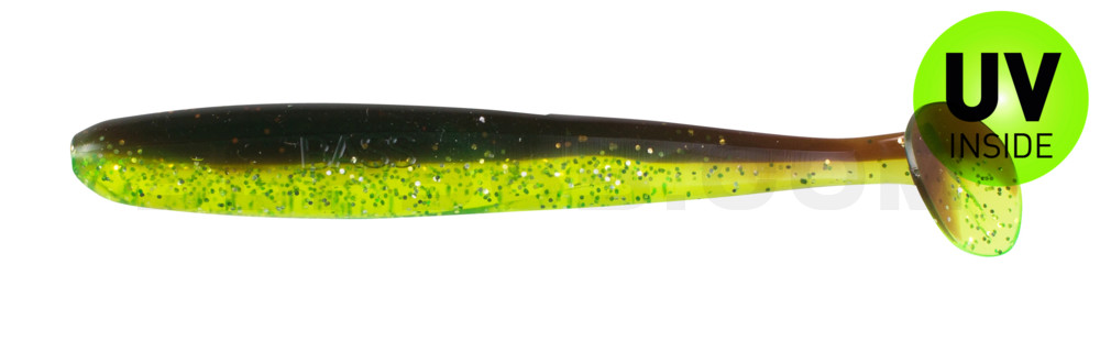 Bass Shad 3“ (ca. 9 cm) grün (chartreuse)-Glitter / motoroil Glitter