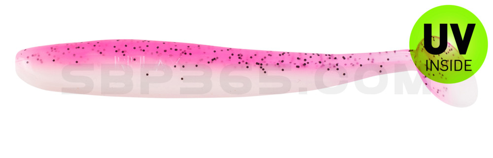 Bass Shad 3“ (ca. 9 cm) reinweiss / hot pink Glitter